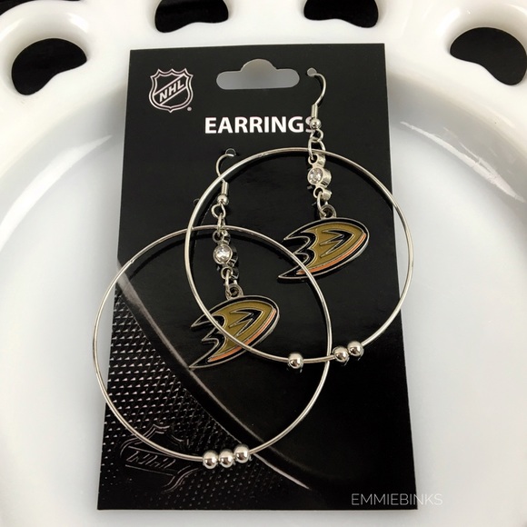 NWT NHL Anaheim Mighty Ducks Hoop Dangle Earrings - Picture 1 of 9